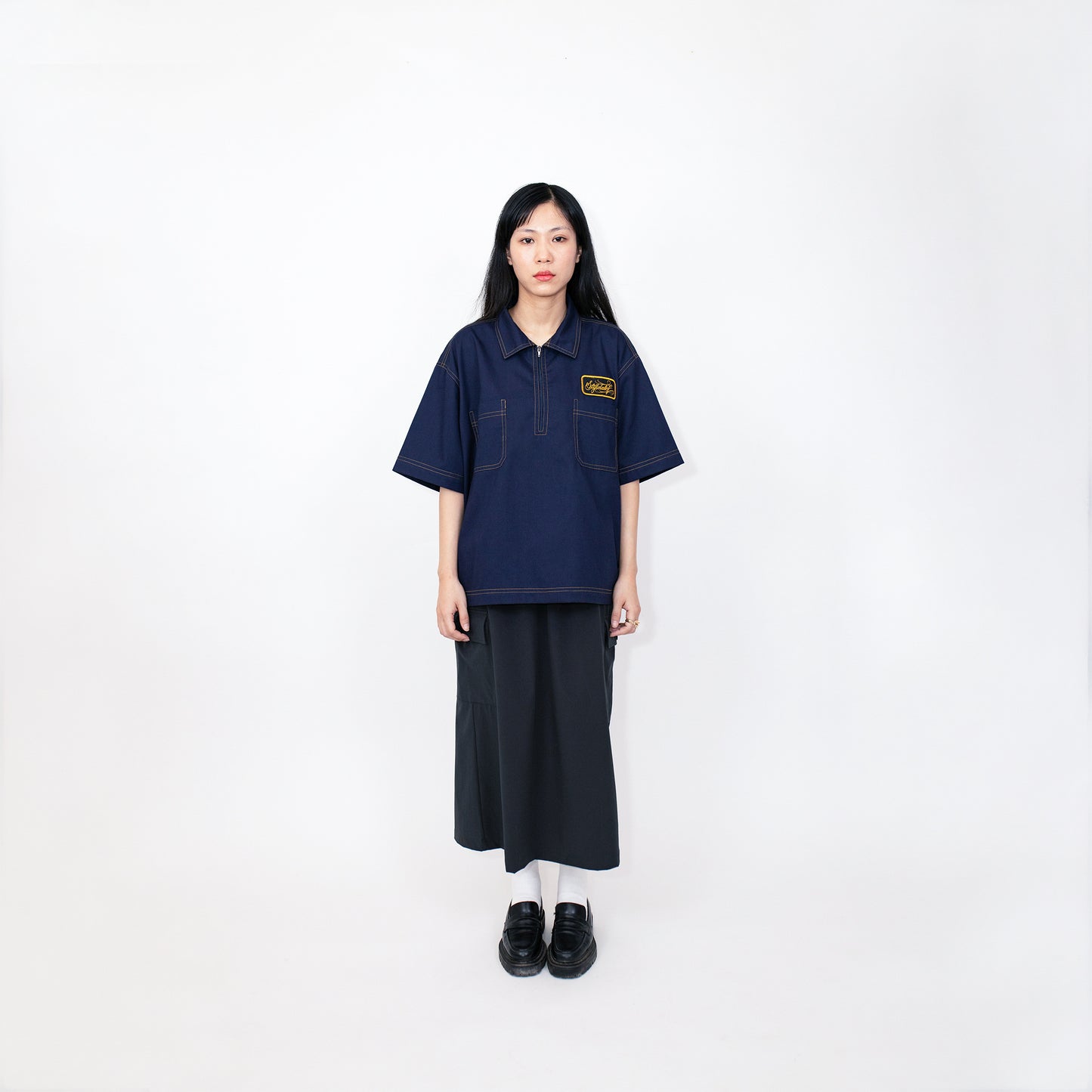 Zip Up Workshirt (Navy Blue)
