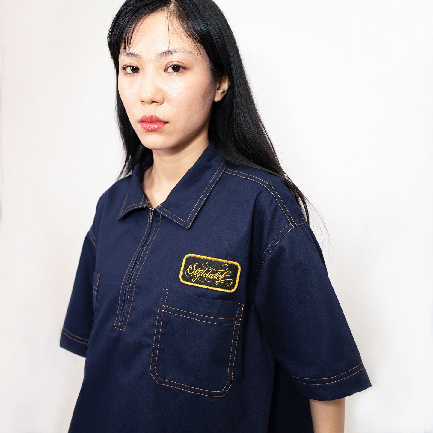 Zip Up Workshirt (Navy Blue)