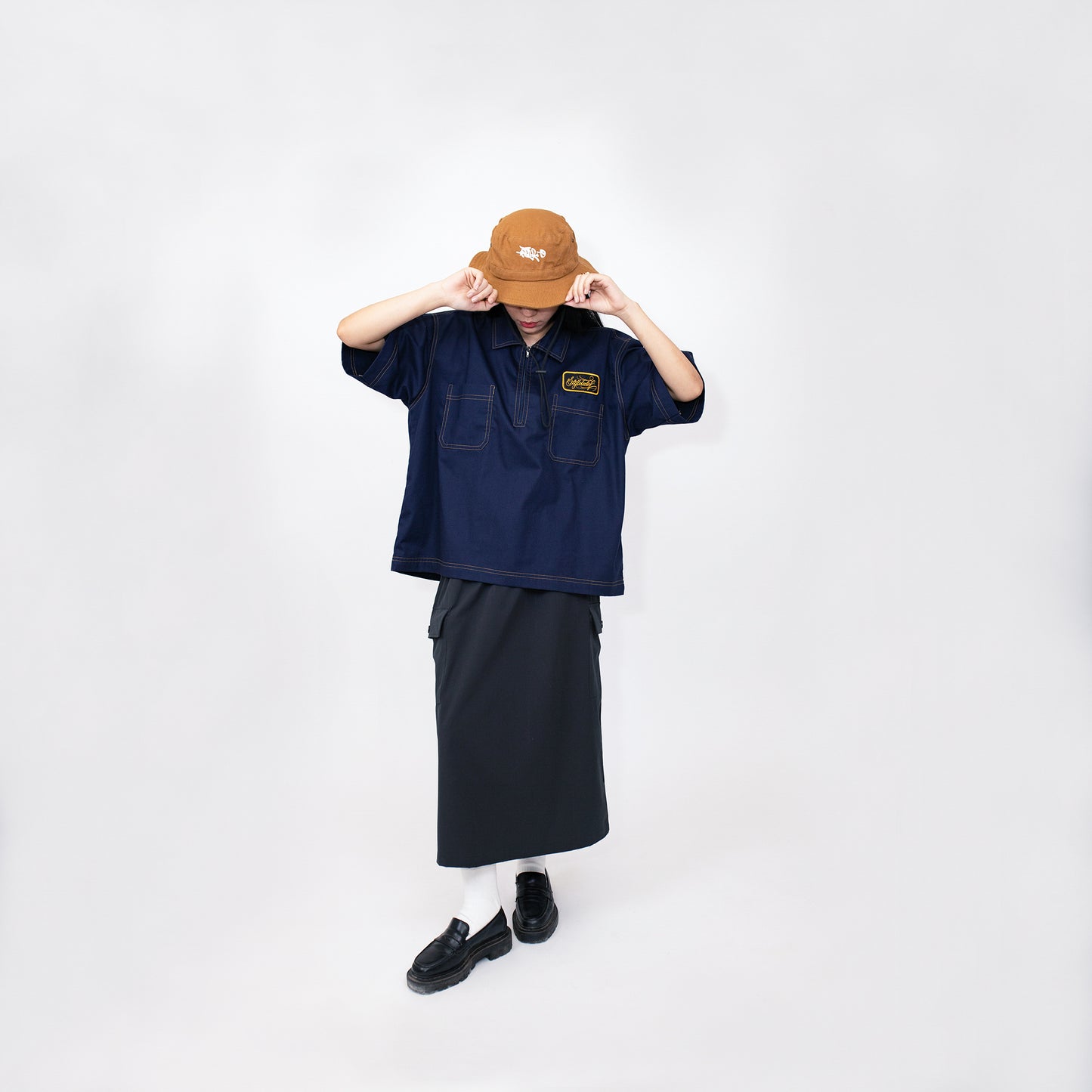 Zip Up Workshirt (Navy Blue)