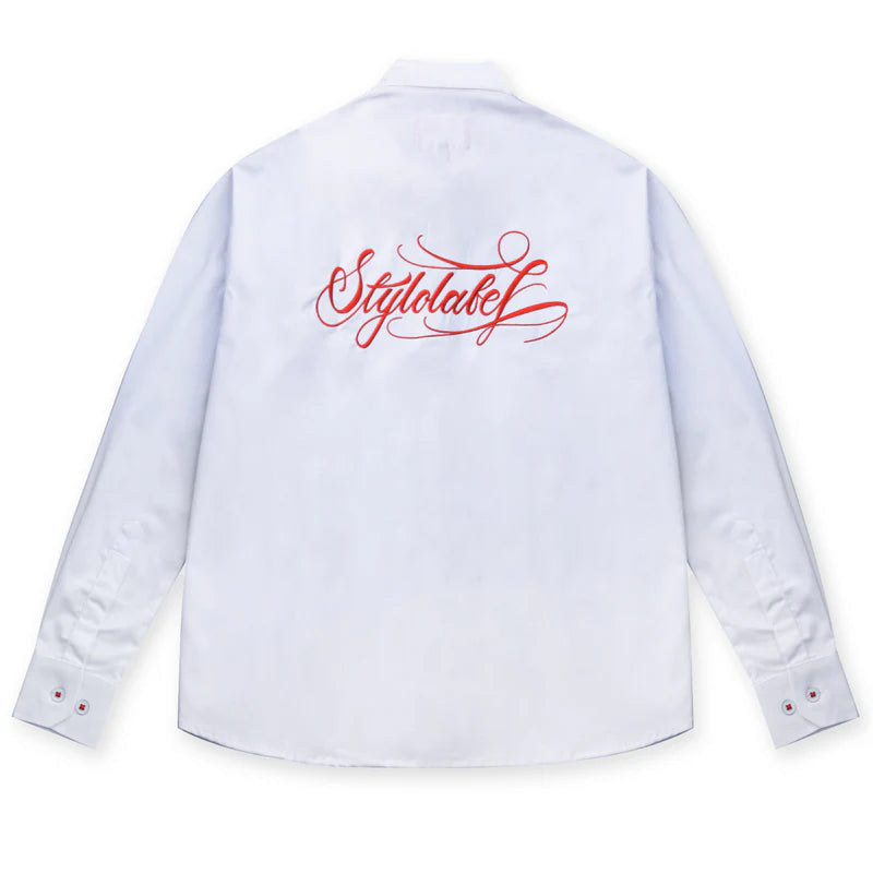 White LS Shirt (Red Embroidery)