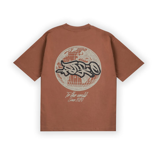 To the World Tag Tee (Rust Brown)