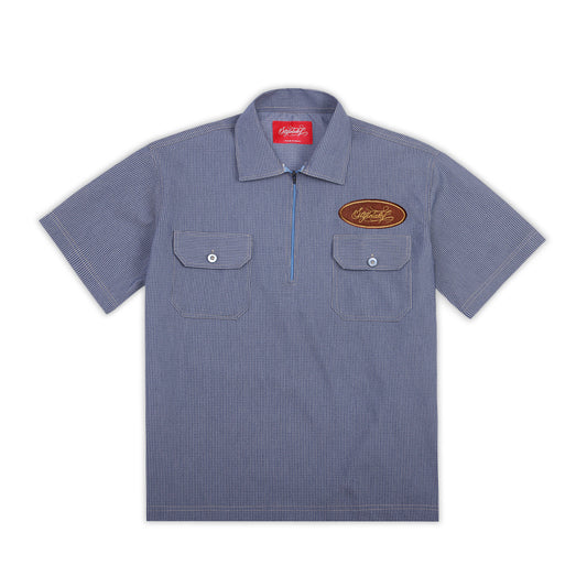 Oval Zip Up Workshirt (Blue)