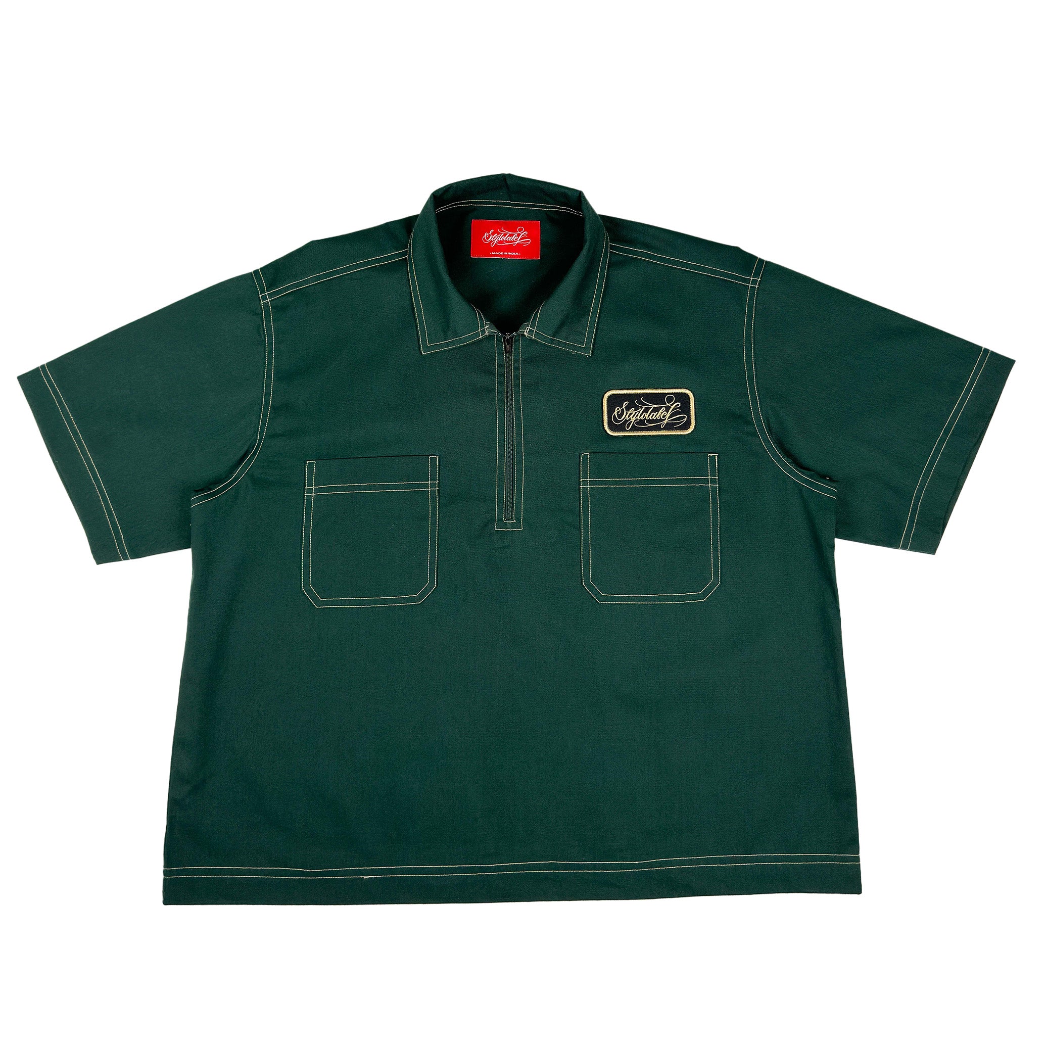 Zip Up Workshirt Green STYL O LABEL