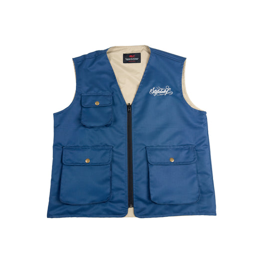 Reversible Utility Vest (Blue/Cream)