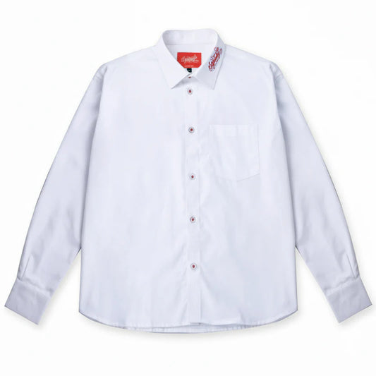 White LS Shirt (Red Embroidery)